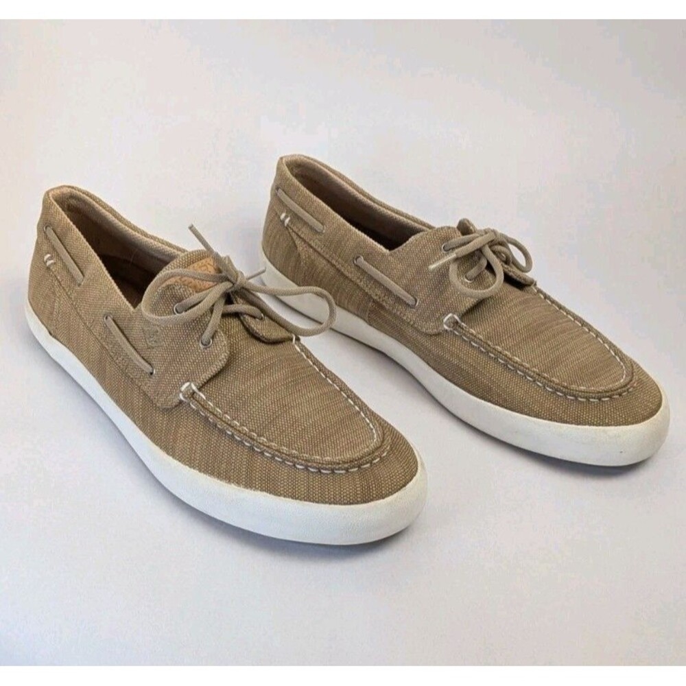 Sperry Shoes Men's Size 13 Bahama Boat Hybrid Slip On Baja Linen Beige Canvas
